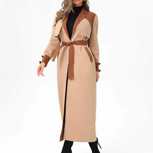 SHEIN X VALERIA GÓMEZ Two Tone Belted Trench Coat - Picture 3 of 12